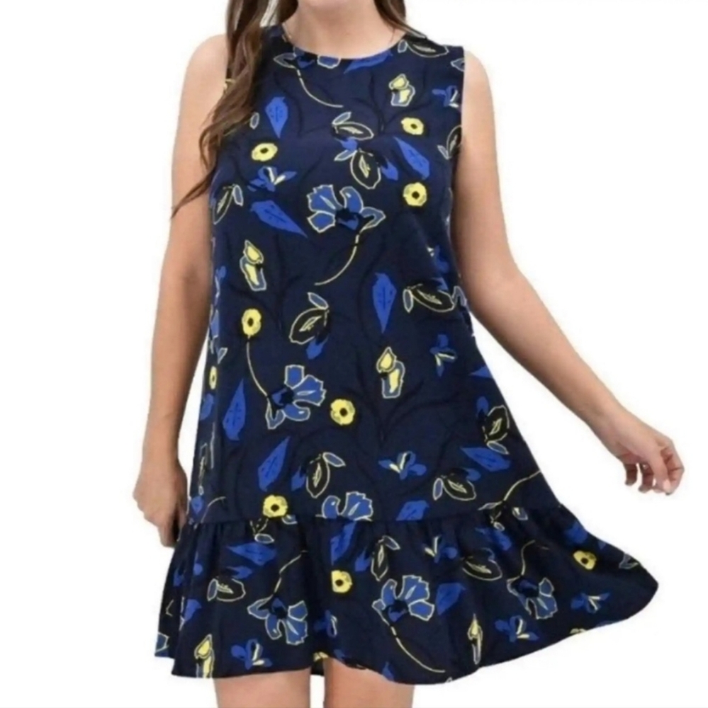 Halogen Women's Size Medium Blue& Yellow Sleeveless Dress Nordstrom